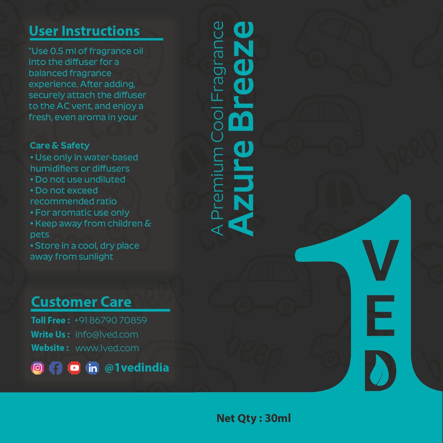 Azure Breeze fragrance for Car A.C. Diffuser detail