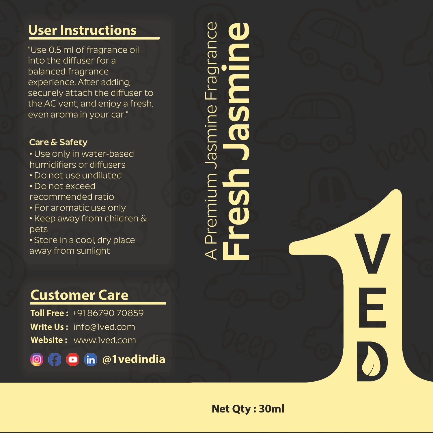 Fresh Jasmine fragrance for Car A.C. Diffuser detail