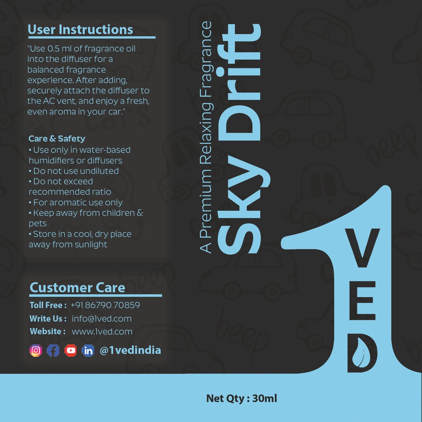 Sky Drift | Car A.C. Vent Fragrance | 1Ved