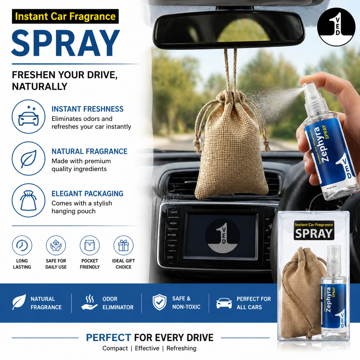 1 hanging bag + 1 Instant Car Spray